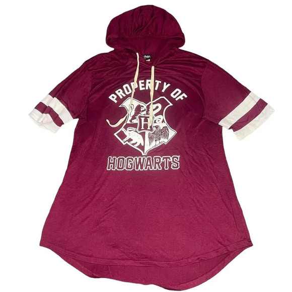 Harry Potter Hogwarts‎ Women's Burgundy Hoodie T-Shirt Juniors Size Large - Picture 1 of 3